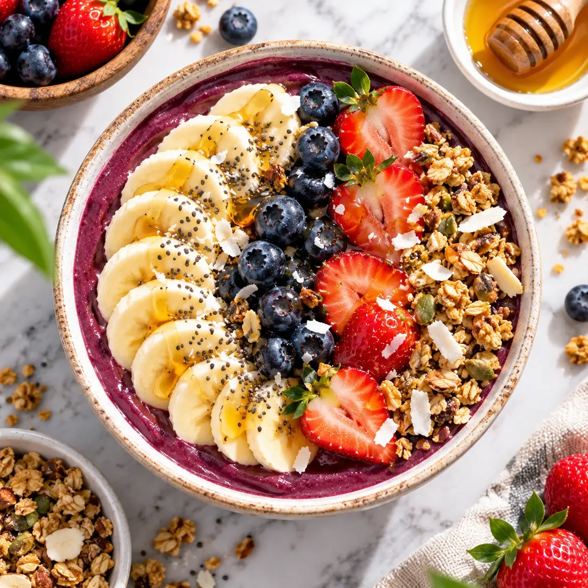 Berry Blast acai bowl with granola and berries