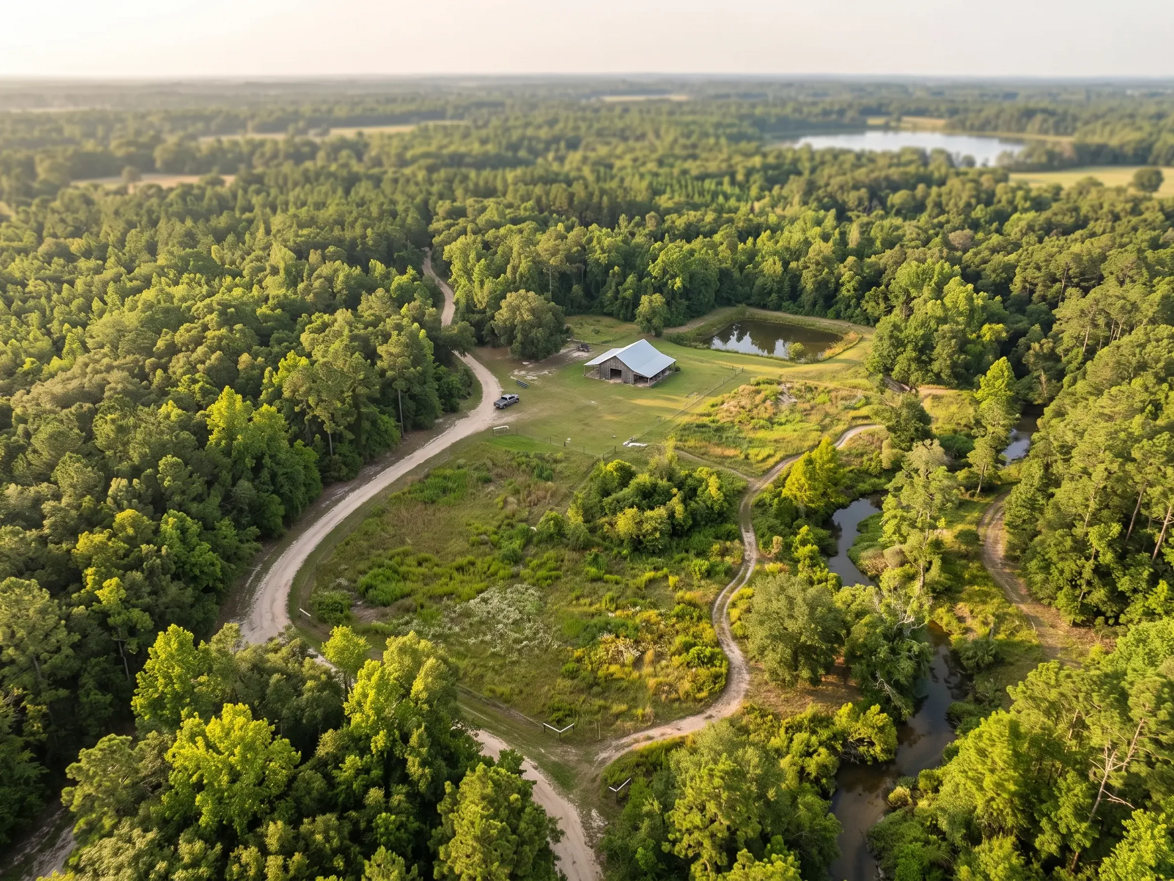 Aerial view of hunting property land