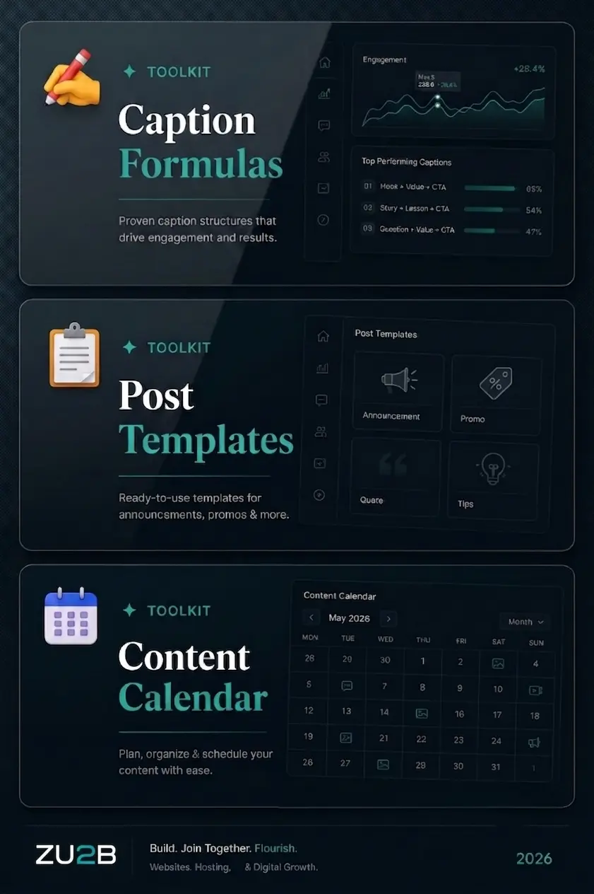 Content Creation Toolkit — Caption Formulas, Post Templates, and Content Calendar preview