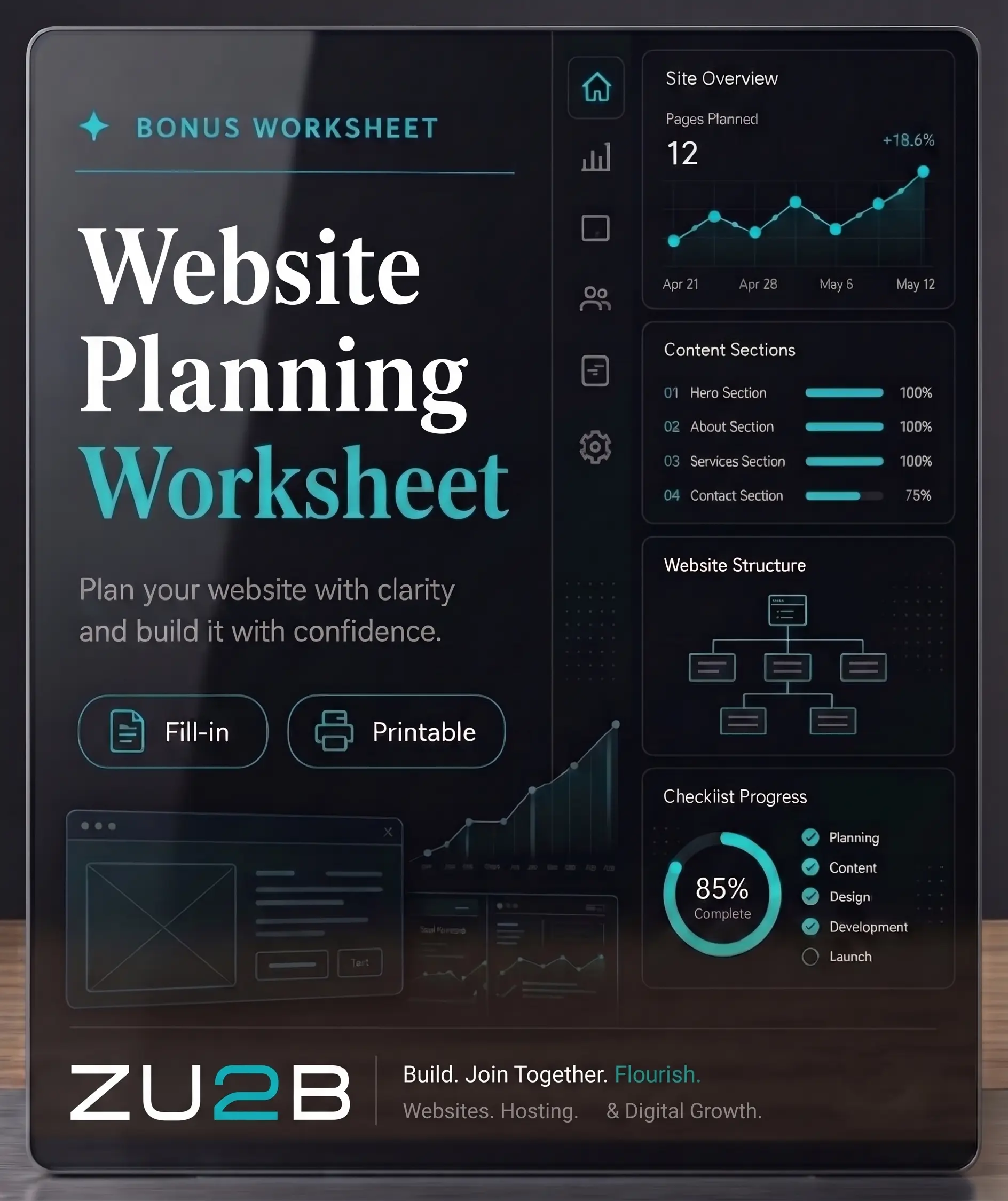 Website Planning Worksheet — ZU2B bonus preview