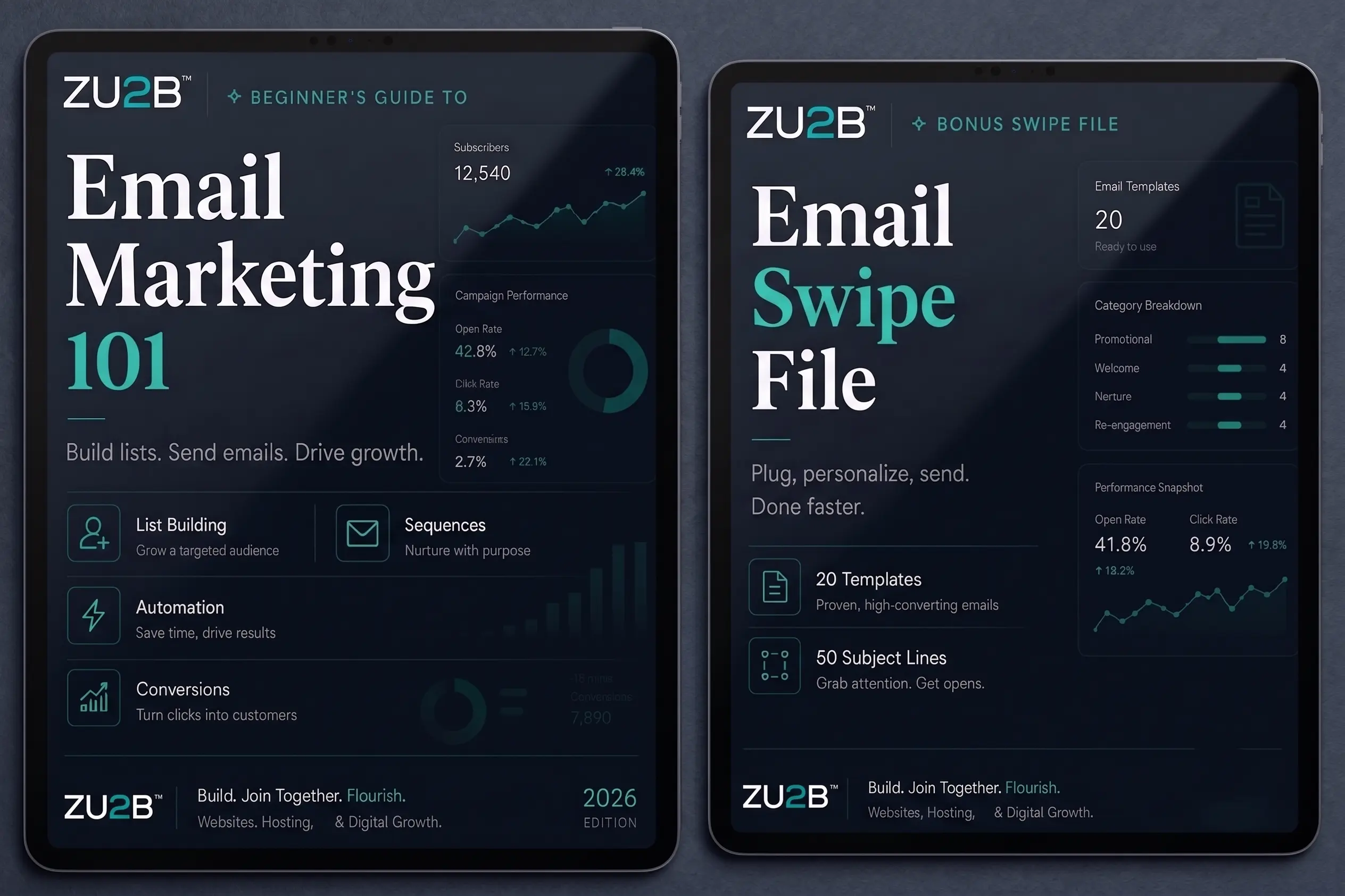 Email Marketing 101 and Email Swipe File — ZU2B guides preview