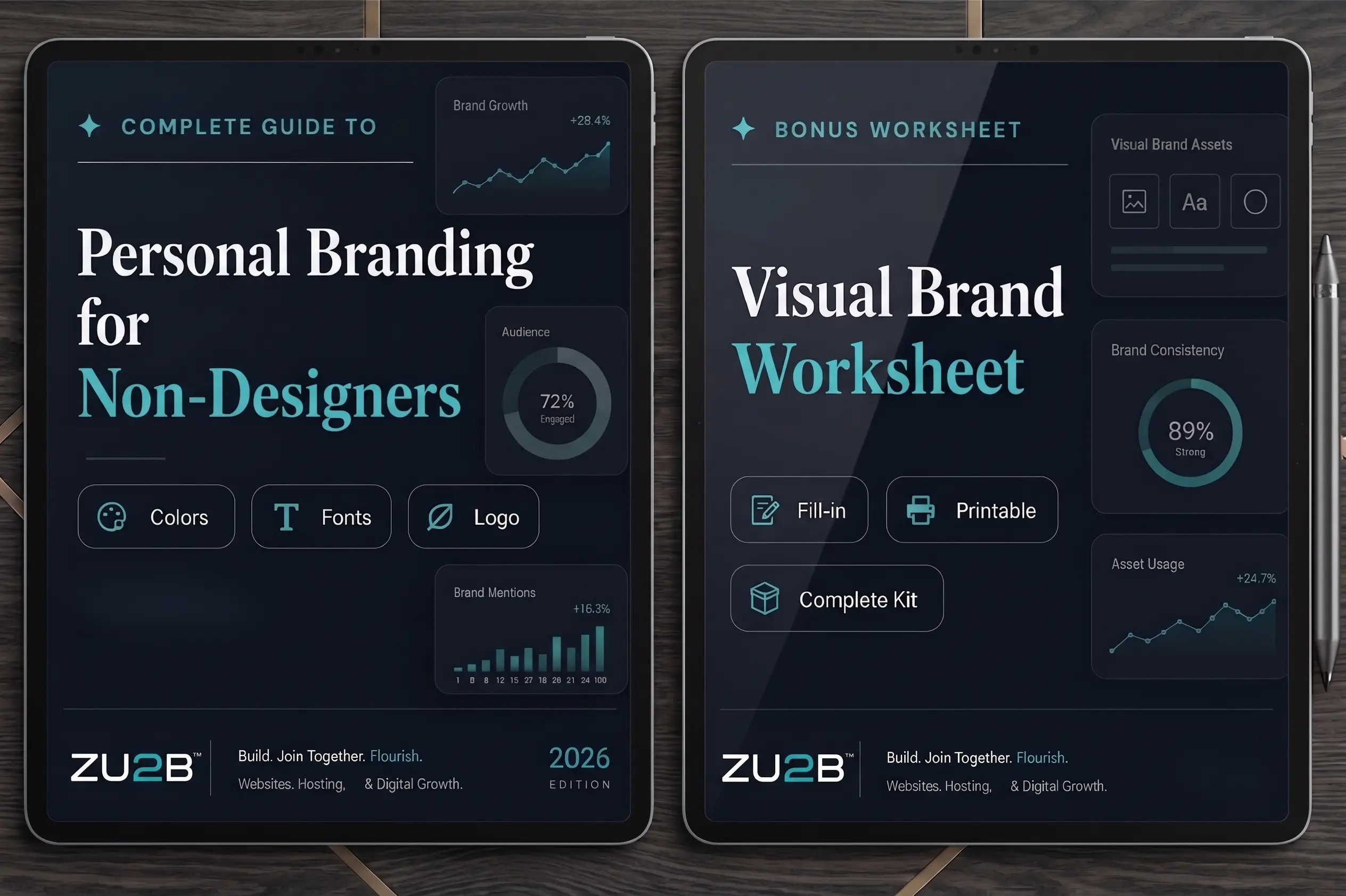 Personal Branding for Non-Designers and Visual Brand Worksheet — ZU2B guides preview